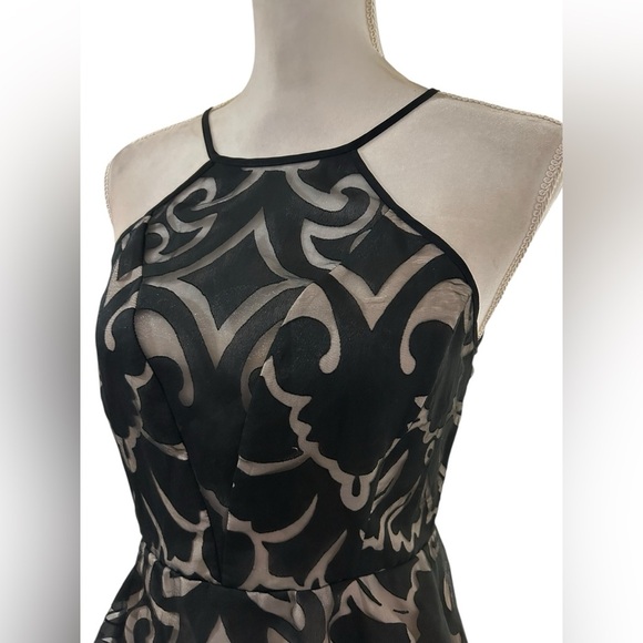 Keepsake Elegant Black Floral mini Aline pop out party Dress Size Medium - Picture 3 of 7